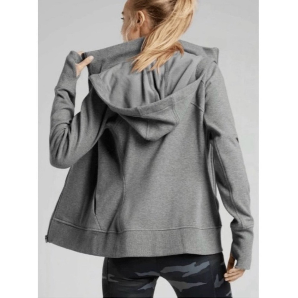 Athleta Triumph Hoodie Sweatshirt Womens Light Fog Grey - Picture 2 of 14